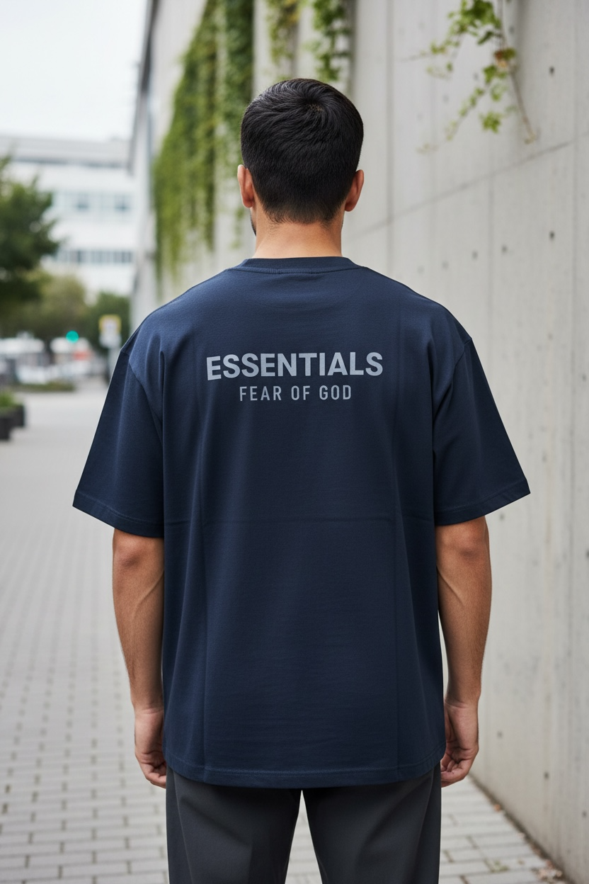 Essentials Black Tee with Chrome Back - Mens Small