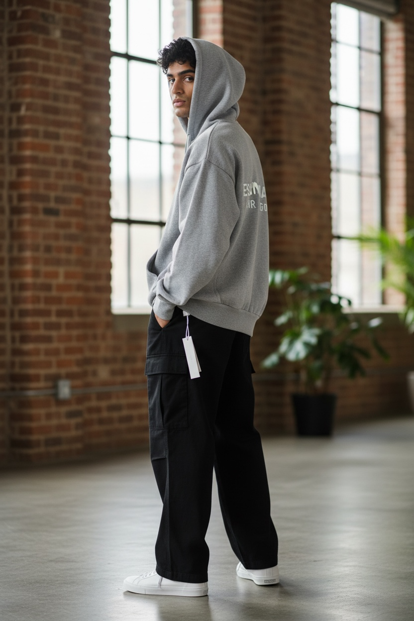 Essentials Hoodie – Grey |Chrome Back - XS - Men