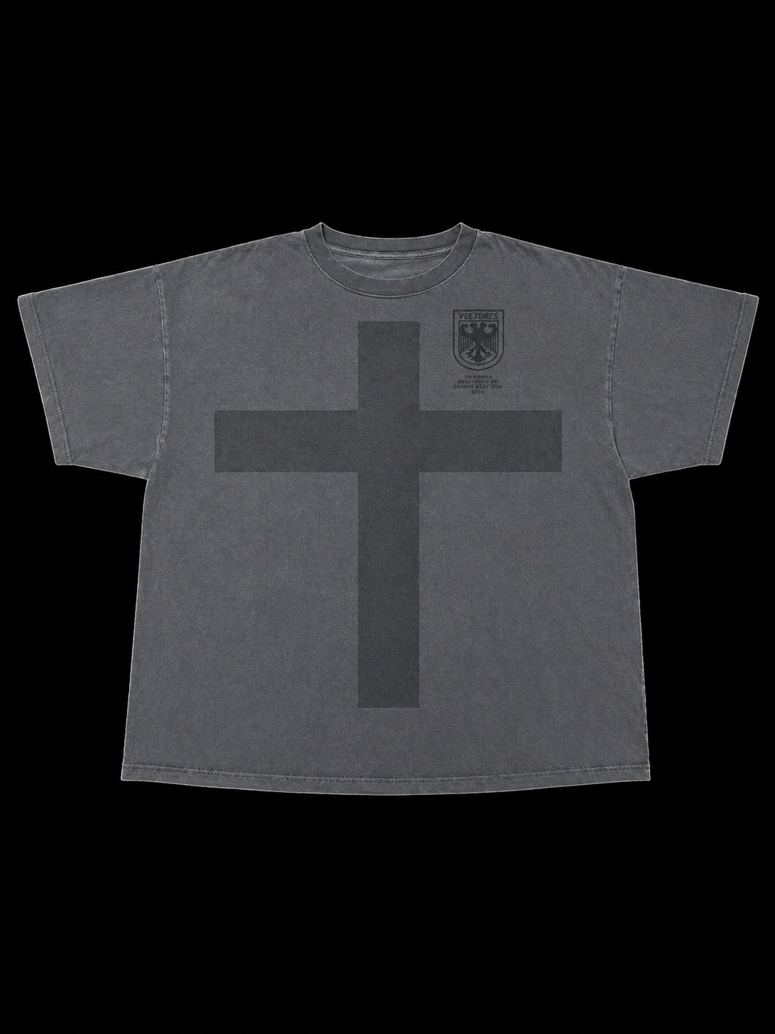 Kanye West Vultures Cross Tee | Washed Black Mens | Size: S